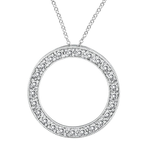 Pre-owned Morris 0.55 Carat Natural Diamond Circle Pendant Necklace 14k White Gold 18'' Chain