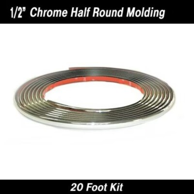Cowles 1/2  Half Round Wheel Well Molding, 20 Feet - Chrome