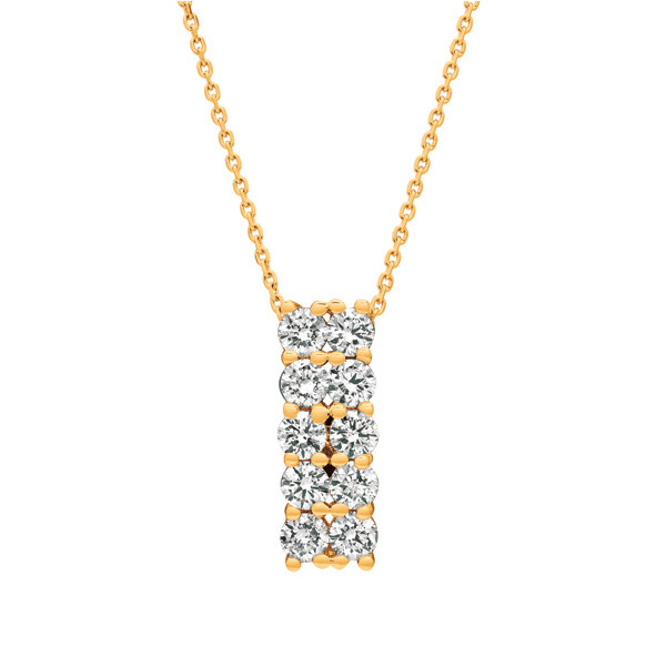 Pre-owned Morris 1.00 Carat Natural Diamond Two Rows Necklace 14k Yellow Gold G-h Si 18''