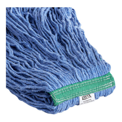 3, 6 or 12 Blue Rayon Blend Looped End Medium Mop Head 24oz w/ 1  or 5  Headband