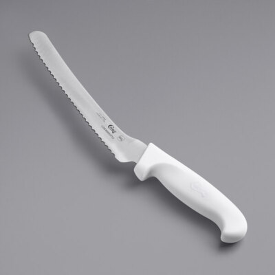 Choice 8'' White Offset Serrated Edge Bread Knife, NSF Listed