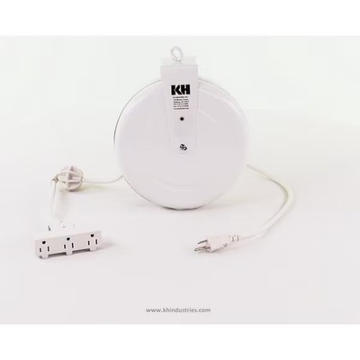 Retractable Cord Reel, Light Duty, CRA Series, 10 Amp, Triple Tap