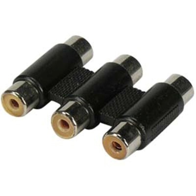 Triple 3 RCA Female to Female Inline Coupler Audio Video AV Adapter Connector