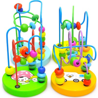 Educational Baby Kids Wooden Around Beads Toddler Infant Intelligence Toys XN