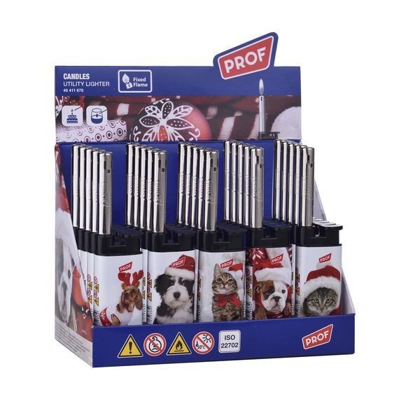 Confezione 25 Accendini Accendigas Animali Babbo Natale Ricaricabili dfh