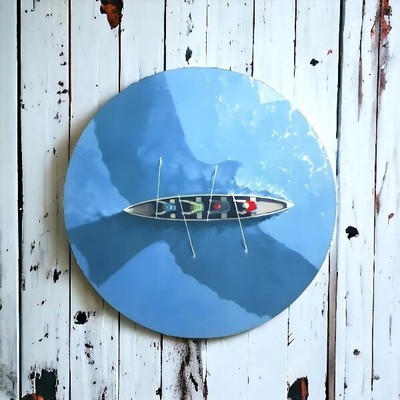 Rowboat Competition Round Gaming Blue Mouse Pad Rubber Backing Premium Quality