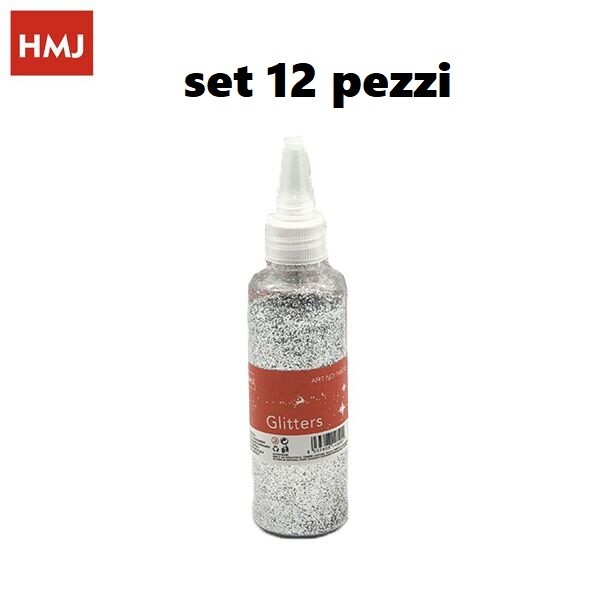 Set 12 Brillantini Glitter Silver Decorazione Porporina Lavoretti Unghie 50g hmj