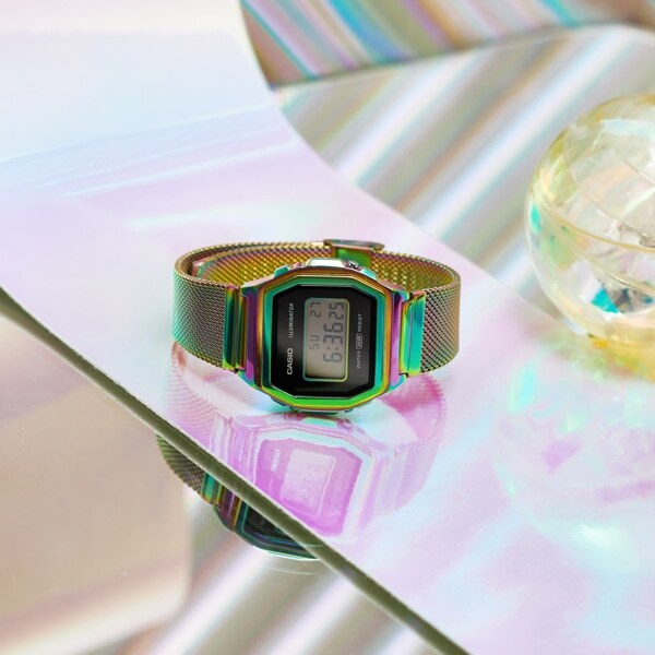 Pre-owned Casio Standard Premium A1000rbw-1jf Tictac Limited Rainbow Color Watch 38mm