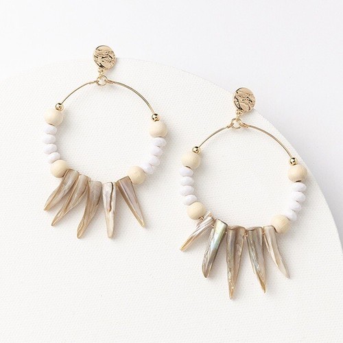 Plunder Design Fashion Jewelry Ellington Gold Beaded Hoop Drop Dangle Earrings