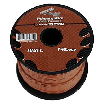 Audiopipe AP14100BR 14 AWG Single 100' Brown Stranded TWP Primary Wire