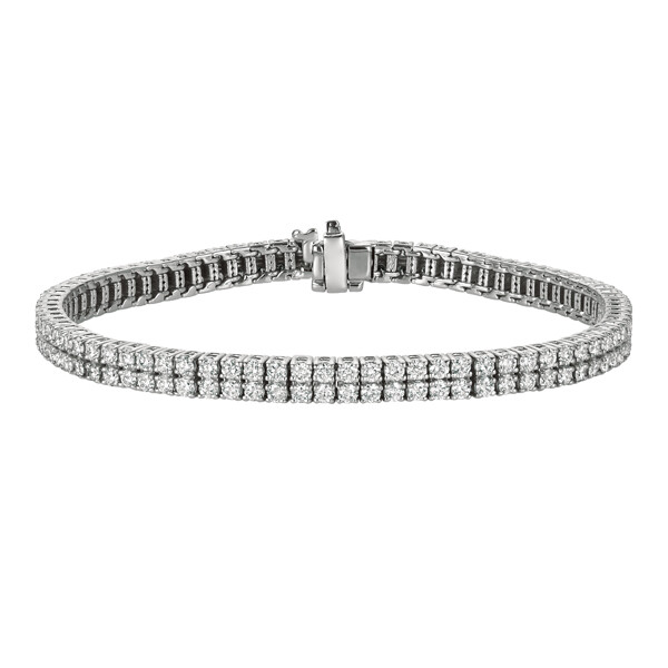 Pre-owned Morris 5.00 Carat Natural Diamond 2 Rows Tennis Bracelet Si 14k White Gold 7''