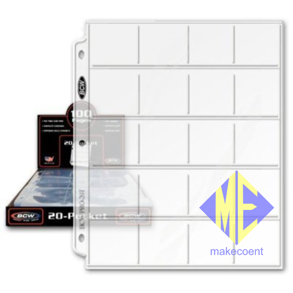 Coin Protector Album Binder Plastic Sheets Sleeves 20 2x2 Pocket x 5 Pages 