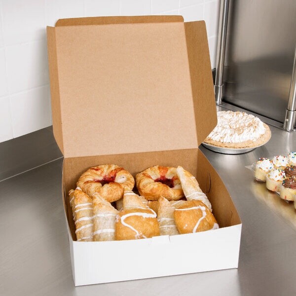 Cake Bakery Box 12" x 12" x 4" Square Non Corrugated Paperboard White 100 Bundle
