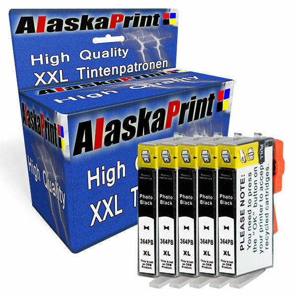5x Druckerpatronen Kompatibel zu HP 364 xl Photoblack Alaskaprint