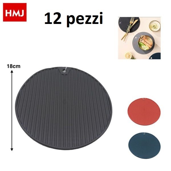 Set 12 Pezzi Base Sotto Pentola In Silicone Tonda 18cm hmj