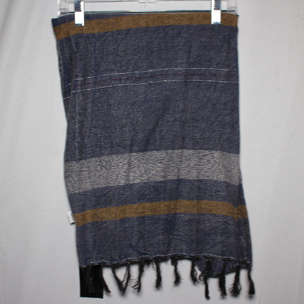 NWT Zara Man Oversized Cotton Blend Casual Scarf Fringe Tassels Navy Multicolor