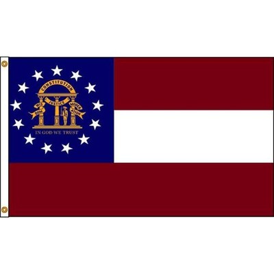 Georgia State Flag 5x8 Ft Nylon Outdoor Indoor Flag w/ Grommets Header