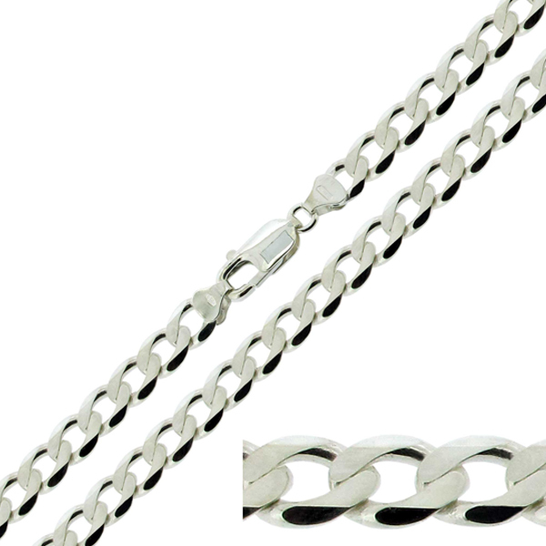 ☺︎ Sterling Silver Mens Flat Curb Link 6.8mm Chain Necklace 20