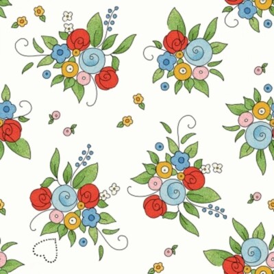 Riley Blake Be Mine Valentine by Janet Wecker-Frisch C12781 White Bouquet Cotton