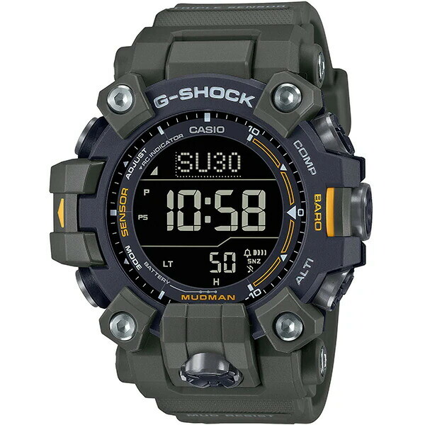 Pre-owned Casio G-shock Gw-9500-3jf Master Of Mudman Triple Sensor Khaki Men's Watch