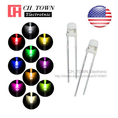 10kinds 200pcs 3mm LED Diodes Water Clear White Red Blue Pur