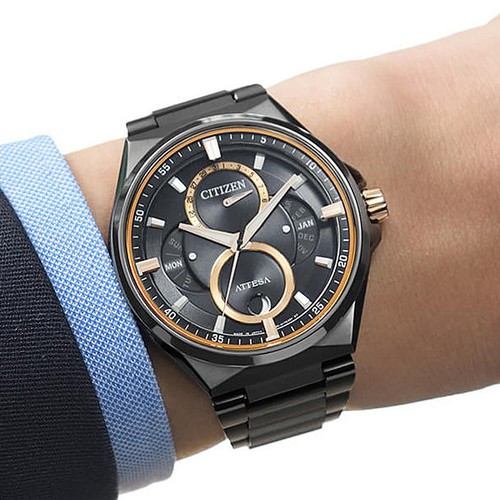 Pre-owned Citizen Bu0065-64e [eco Drive Ring Solar Act Line Triple Calendar Moon Phase]
