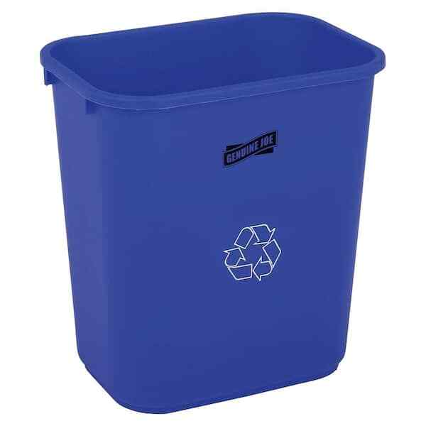 Indoor Recycling Bin 28 Qt. Plastic Blue Color Low-profile Design