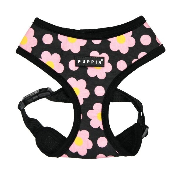 Puppia Dog Harness, Bacopas Flower Black No Pull, Adjustable Soft, S, M, XL - Picture 1 of 5