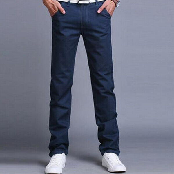 Mens Chino Trousers Stretch Slim Fit Daily Business Designer Pencil Dress Pants