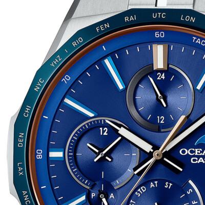 Pre-owned Casio Oceanus Manta Ocw-s5000f-2ajf Blue Bluetooth Men's Watch In Box