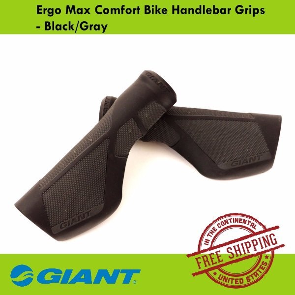 Giant Ergo Max Comfort Bike Handlebar Grips Hybrid Commuter MTB- Black/Gray