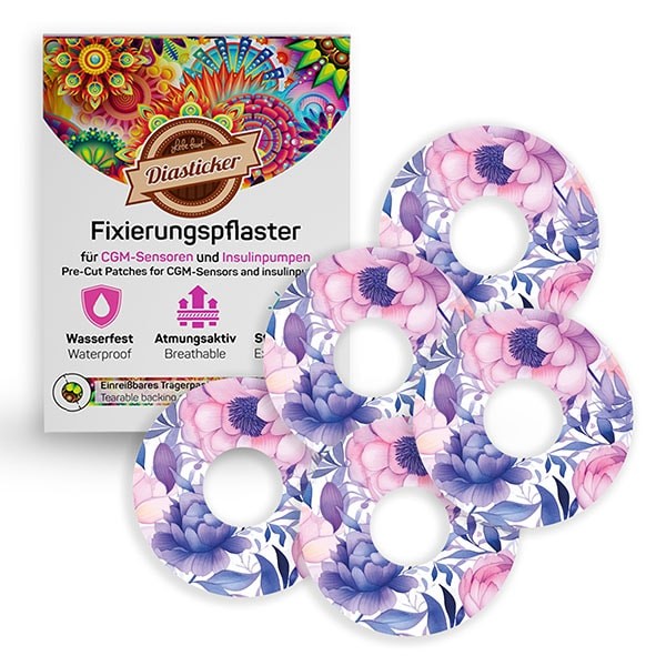 FreeStyle Libre 3 Pflaster - Purple Flowers l Diasticker®