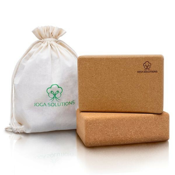Joga Solutions®- Yoga Block Kork- Pilates Klotz- Yogablock 2er Set ,100% Natur