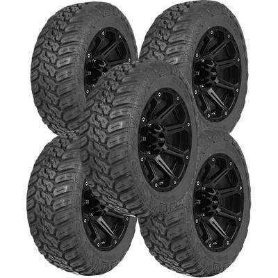 (QTY 5) 35x12.50R18LT Maxtrek Mud Trac MT 123Q LRE Black Wall Tires