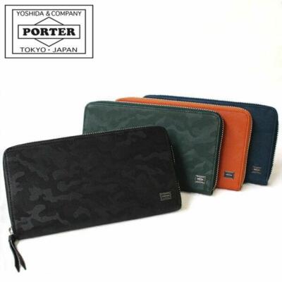 Pre-owned Porter Yoshida Wonder Cotton 342-03838 Green Long Wallet Round Fastener From Jp