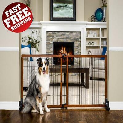 Carlson Freestanding Dog Gate Brown Large Indoor Outdoor 70"L x 2"W x 28"H