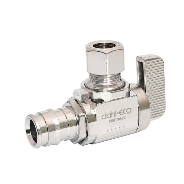 Dahl 611-PRPX3-31 1/2 PEX-A Expansion x 3/8 Comp 1/4-Turn Angle Stop Valve Brass