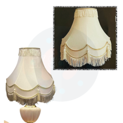 Traditional Double Scallop Cream Gold Tassel Table Floor Lamp Shade