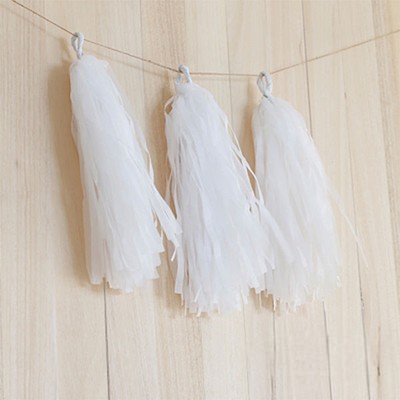Tissue Paper White Tassels Garlands Bunting Party Wedding Home Decoration