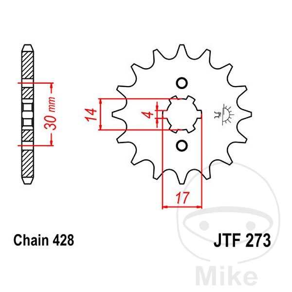 JT SPROCKETS Antriebs Ritzel 16 Zähne 428 Teilung STAHL JTF273.16
