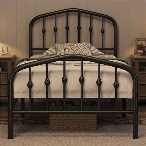Twin/Full/Queen Bed Frames Metal Platform Bed with Arched He