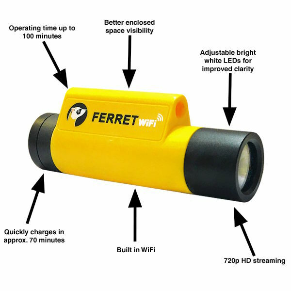 Super Rod SRFERRET Ferret WiFi Wireless Inspection Camera /& Cable Pulling Tool