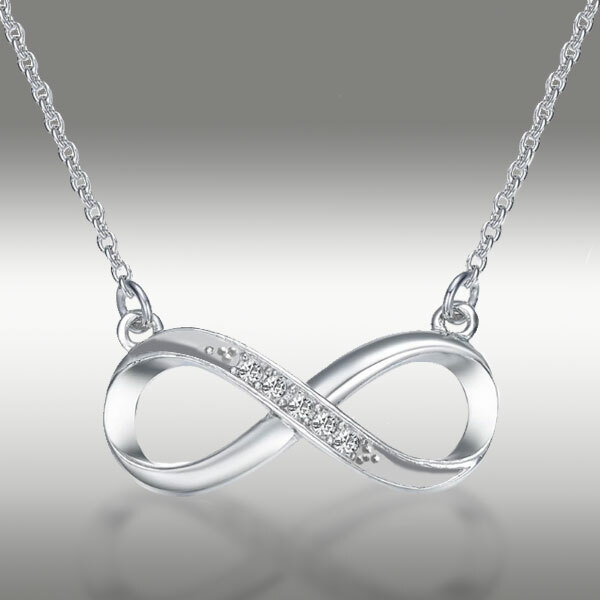 Pre-owned Arista Jewels 0.15 Ct Lab Infinity Pendant Necklace Real 14k Solid White Gold 16+2 Inches Gift