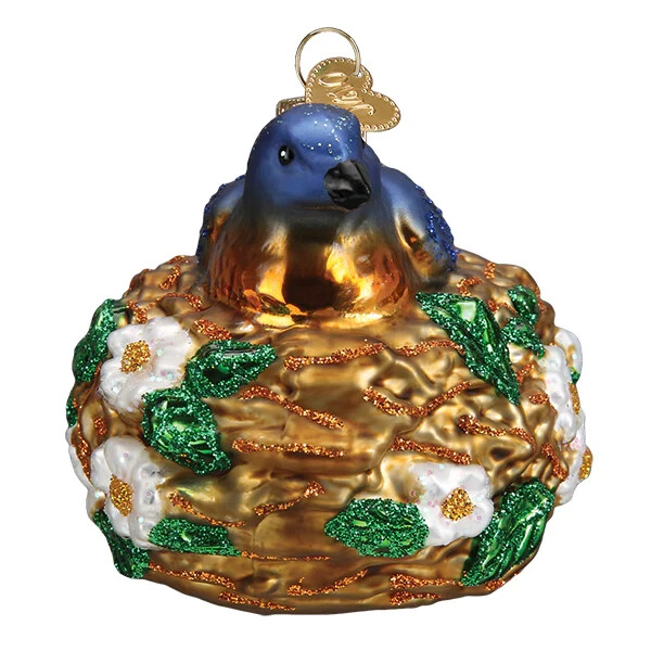 Old World Christmas BIRD IN NEST (16130) Glass Ornament w/ OWC Box