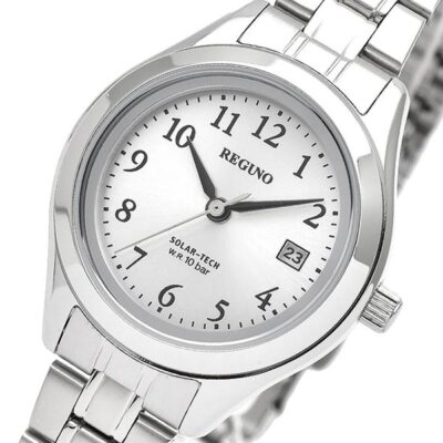 REGUNO CITIZEN KM4-112-91 White Silver Solar Tech Eco Women's Watch New in Box