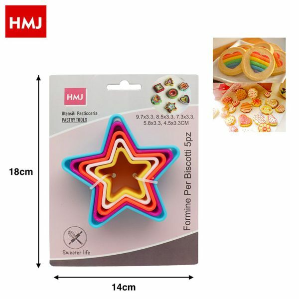 Set 5 Formine Stampi Biscotti Dolci Stampini Forma Stella hmj