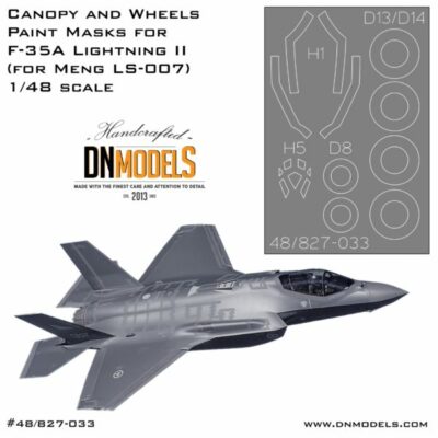 1/48 F-35A Lightning II Canopy & Wheels Paint Masks for Meng Model #LS-007/008