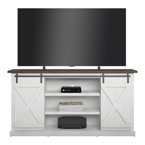 Rustic TV Stand Barn Door Design Ample Storage Fits TVs up to 70'' Living Room