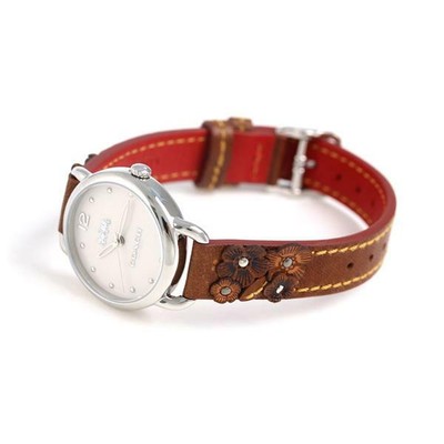 COACH COACH 14502761 DELANCEY WHITE DIAL BROWN LEATHER ANALOG QUARTZ LADIES WATCH