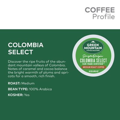 Green Mountain Coffee Colombia Select, Keurig K-Cup Pod, Medium Roast, 96 Count